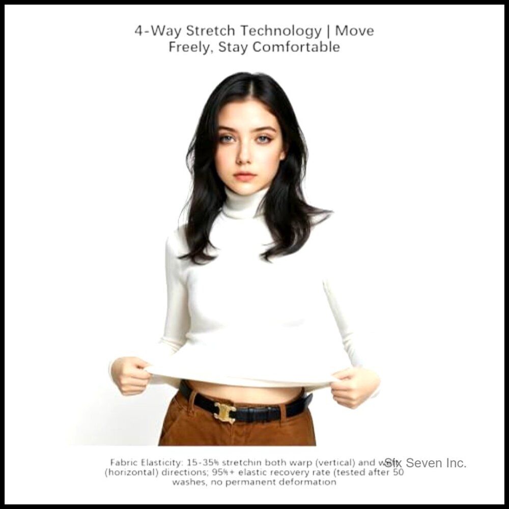 Fitted Turtleneck Sweater Long Sleeve Pullover Knitted Warm - Picture 6 of 7
